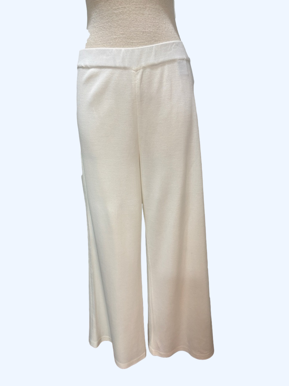 Misook sz M creamy white elastic waist pull on wide leg pants